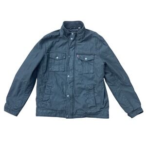 Levis Field Jacket Mens Medium Black Quilted Lined Canvas Utility Coat